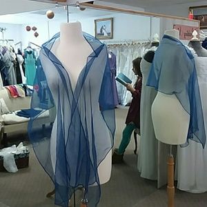 BLUE CHIP color Tulle Shawl/Wrapl